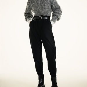 ZARA BLACK CORDUROY PAPERBAG PANT